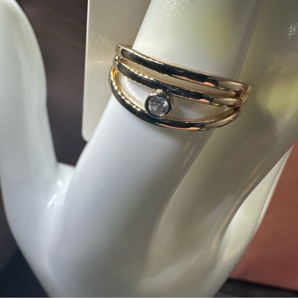 14K Gold Electroplated CZ Minimalist Ring - Picture 7 of 8